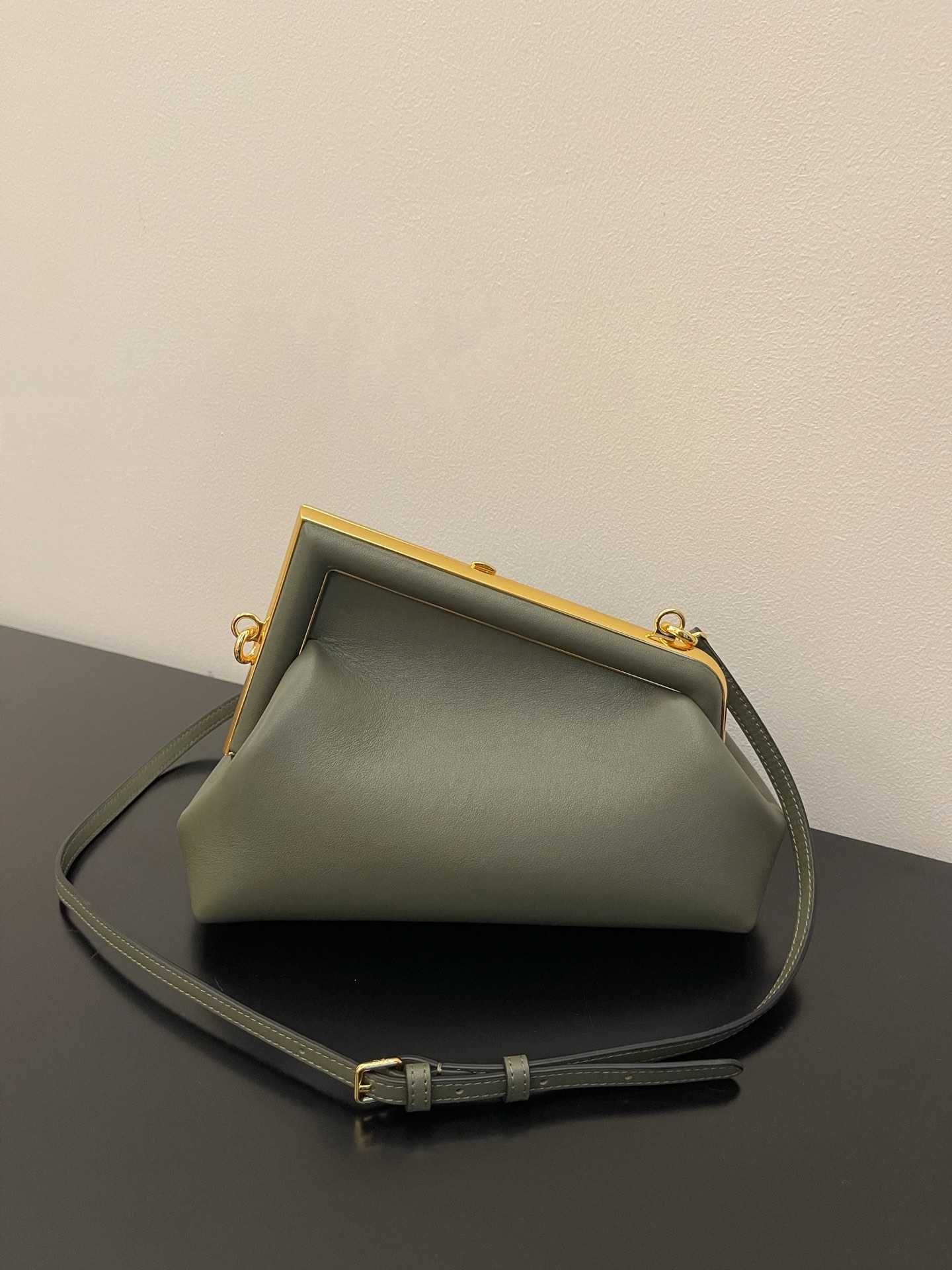 Fendi Small First Nappa Leather Shoulder Bag Green